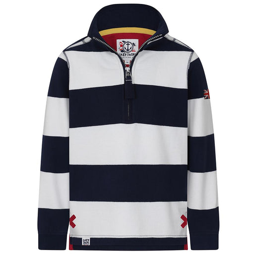 LJ51C - Boys 1/4 Zip Striped Sweatshirt - Wide Stripe
