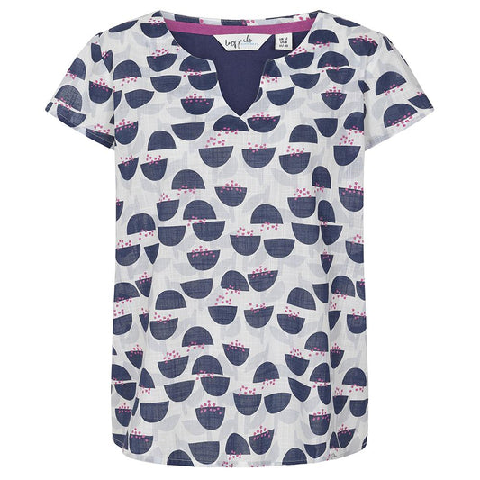 LJ64 - V-Neck Printed Top - Stem White