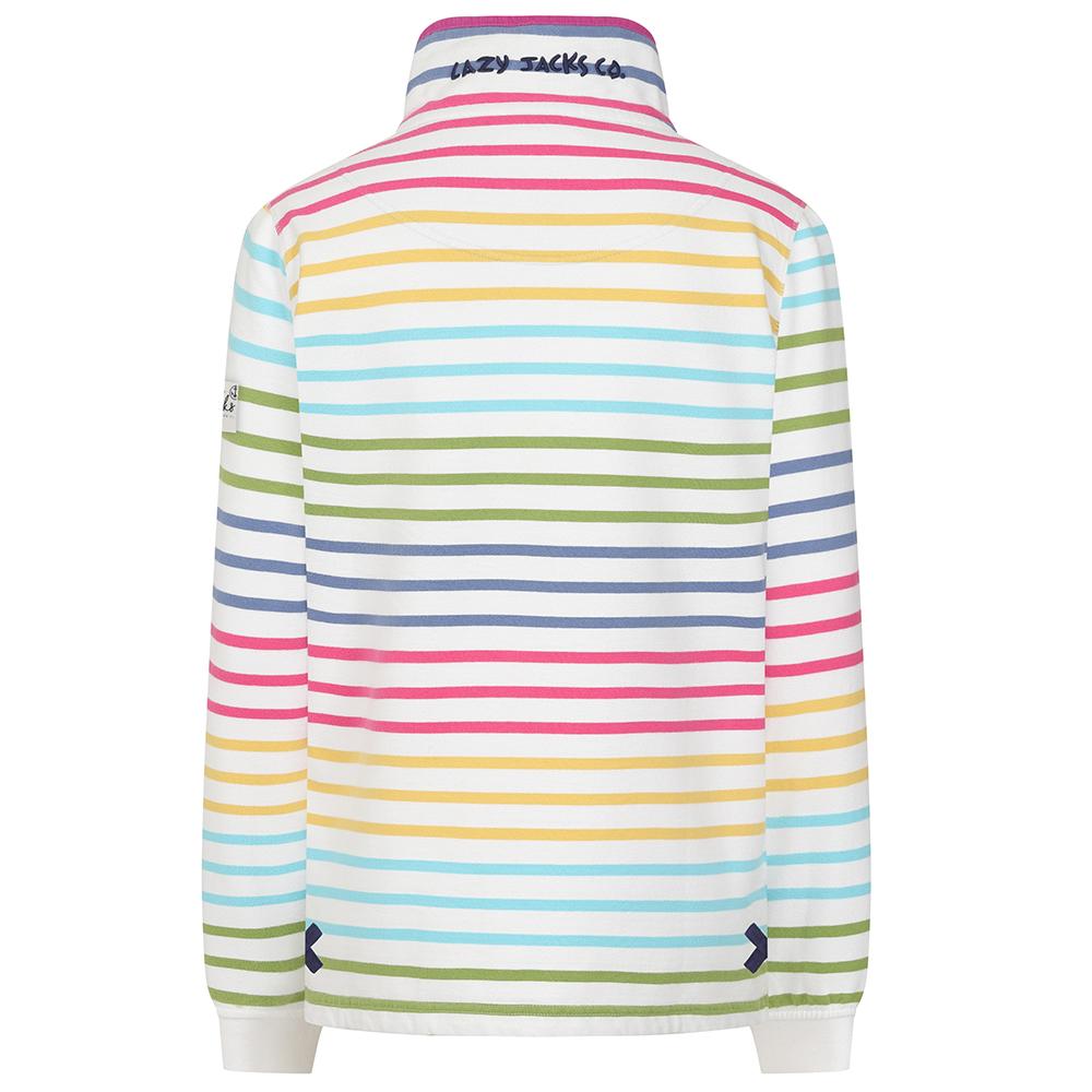 LJ6 - Ladies Button Neck Sweatshirt - Rainbow