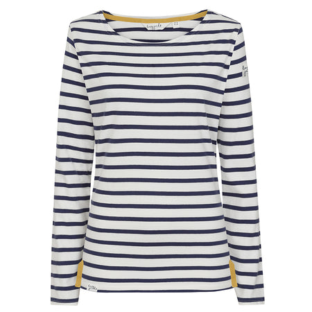 LJ97 - Ladies Striped Breton Top - Chalk