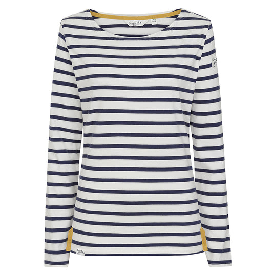 LJ97 - Ladies Striped Breton Top - Chalk