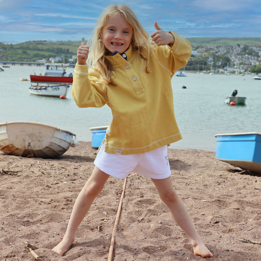 LJ301C - Girls Pique Button Neck Sweatshirt - Lemon