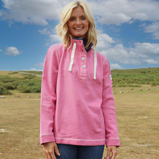 LJ301 - Pique Button Neck Sweatshirt - Salmon