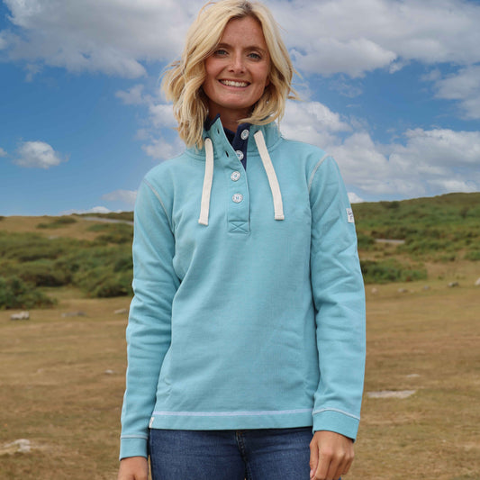 LJ301 - Ladies Pique Button Neck Sweatshirt - Spearmint