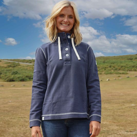 LJ301 - Pique Button Neck Sweatshirt - Twilight