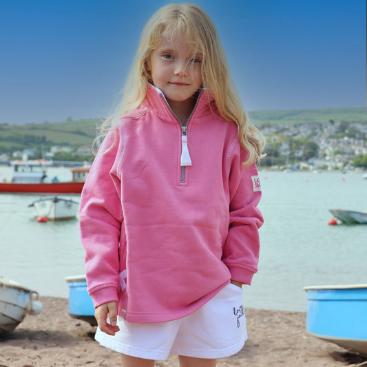 LJ3C - Girl's 1/4 Zip Sweatshirt - Salmon