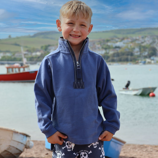 LJ40C - Boy's 1/4 Zip Sweatshirt - Denim