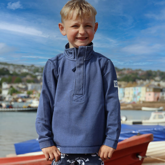 LJ700C - Boys Pique 1/4 Zip Sweatshirt - Denim