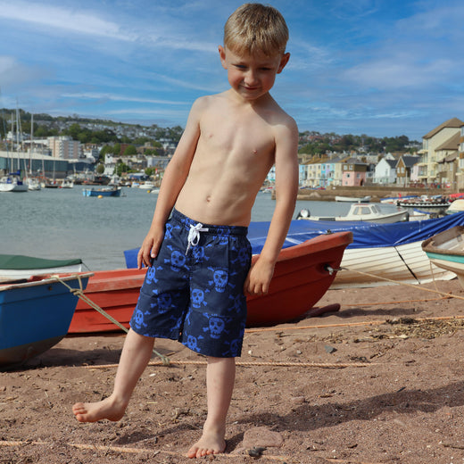 LJ89C - Boy's Printed Board Shorts - Bright Blue