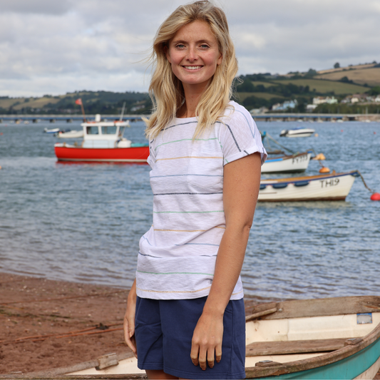 LJ651S - Ladies Textured Striped Tee -  Greens