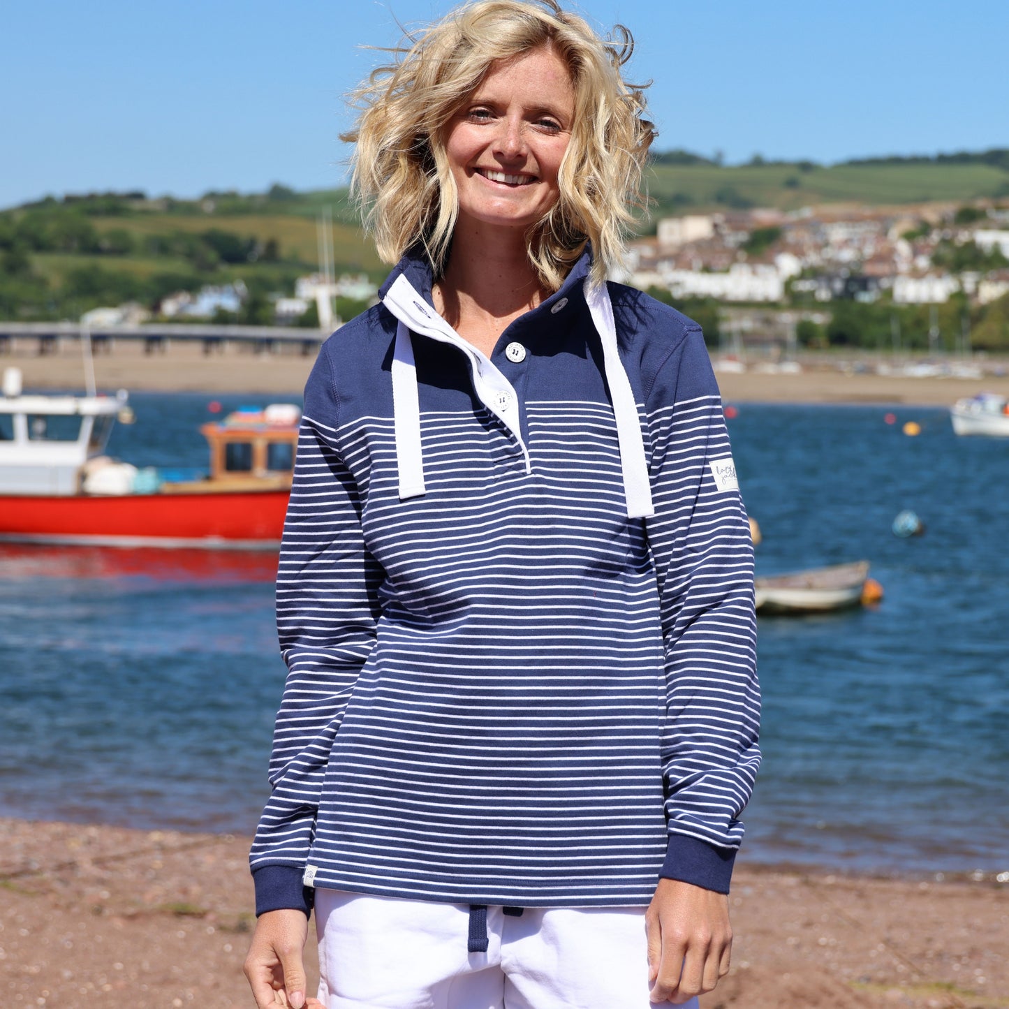 LJ14 - Ladies Button Neck Sweatshirt - Twilight
