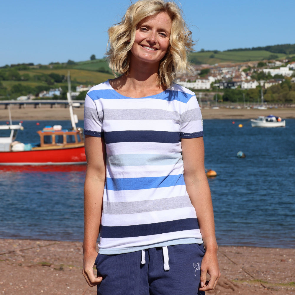 LJ8M - Multi Stripe Breton Top - Blues