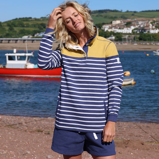 LJ6 - Ladies Button Neck Sweatshirt - Heather