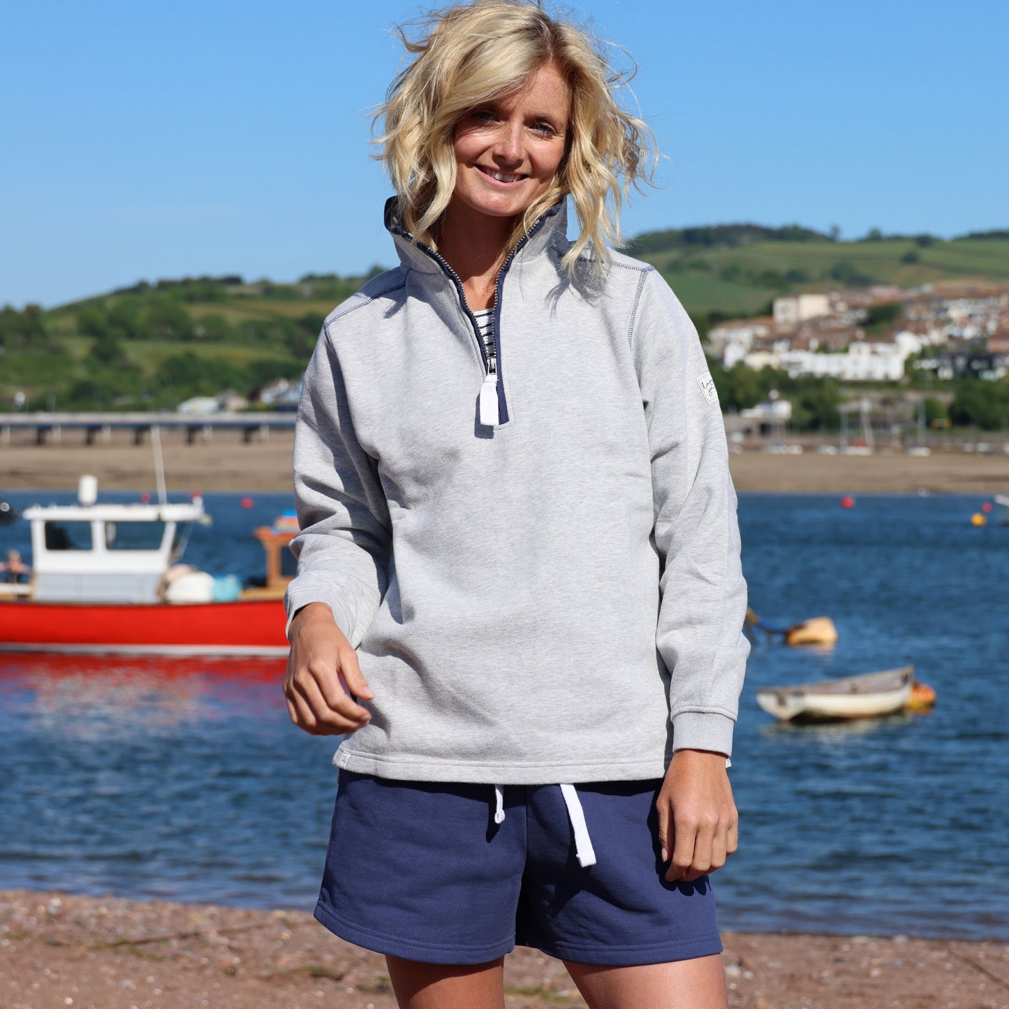 LJ3 - Ladies' 1/4 Zip Sweatshirt - Grey Marl