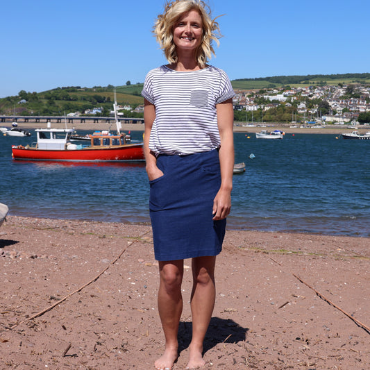 LJ600 - Cotton Skirt - Indigo