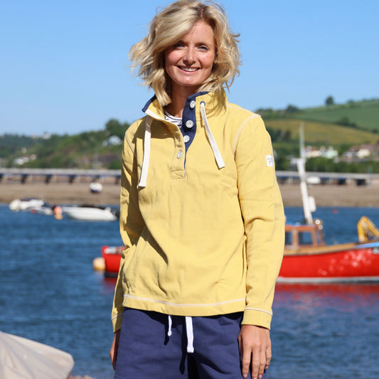 LJ301 - Pique Button Neck Sweatshirt - Lemon