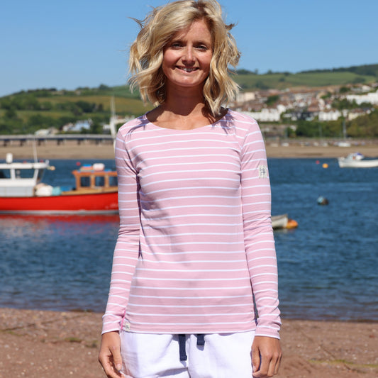 LJ97 - Ladies Long Sleeve Breton Top - Rose