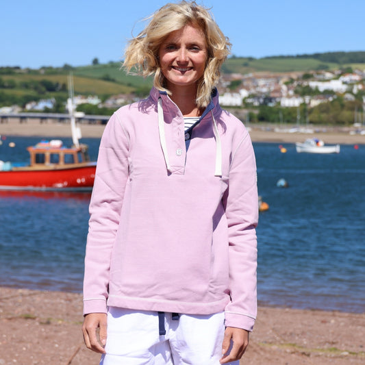 LJ301 - Pique Button Neck Sweatshirt - Pink