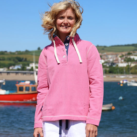 LJ301 - Pique Button Neck Sweatshirt - Salmon