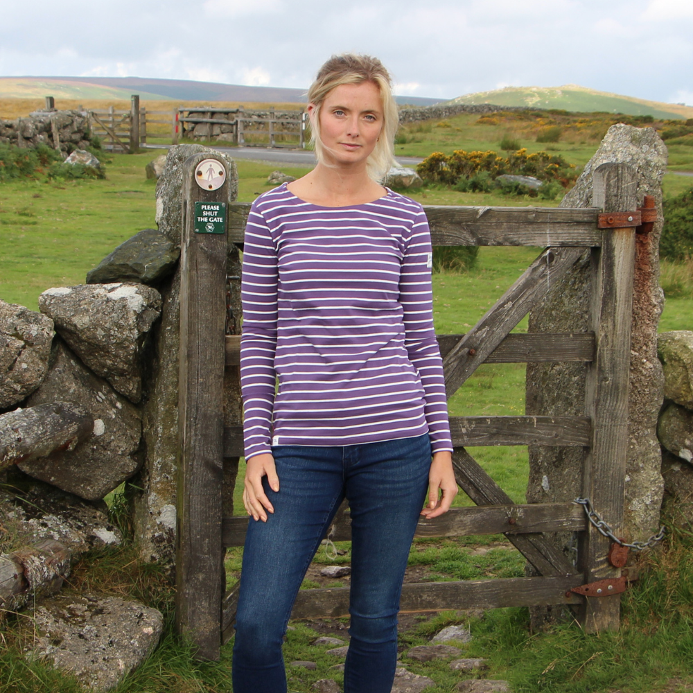 LJ97 - Striped Breton Top - Loganberry