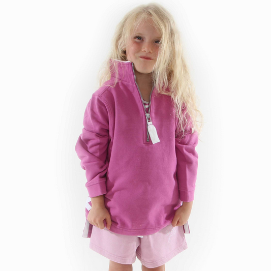 LJ3C - Girl's 1/4 Zip Sweatshirt - Raspberry