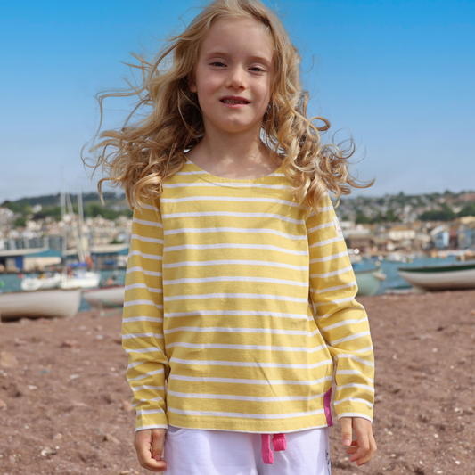 LJ97C - Girl's Long Sleeve Breton Top - Lemon
