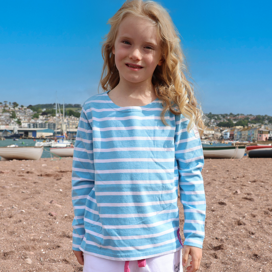 LJ97C - Girls Long Sleeve Breton Top - Reef