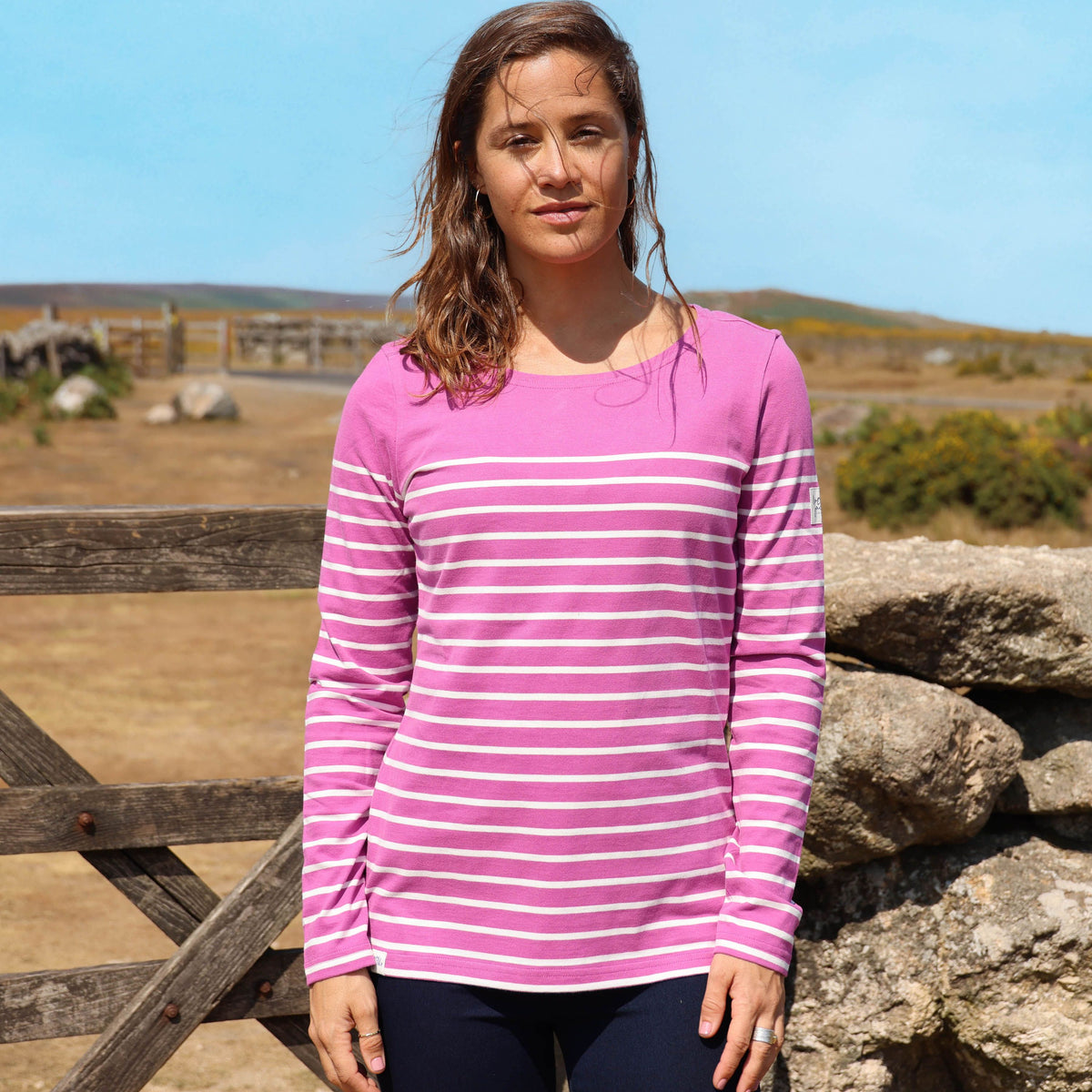 LJ97 - Long Sleeve Striped Breton - Raspberry