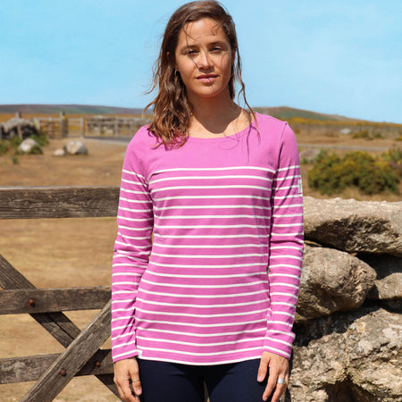 LJ97 - Long Sleeve Striped Breton - Raspberry