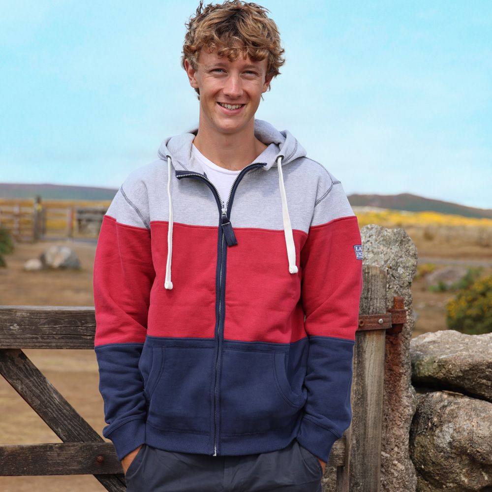 LJ721 - Men's Full Zip Panelled Hoody - Red