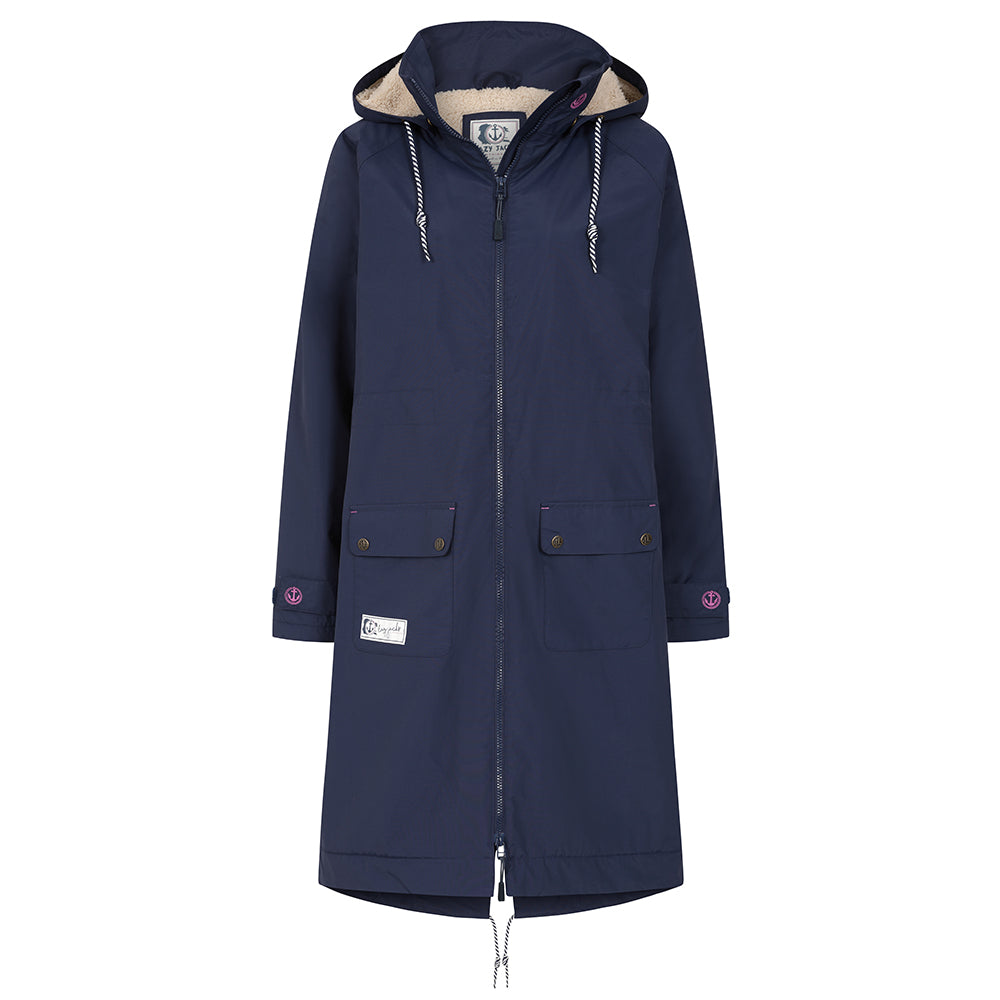 LJ159 - Ladies Long Snug Lined Coat - Marine