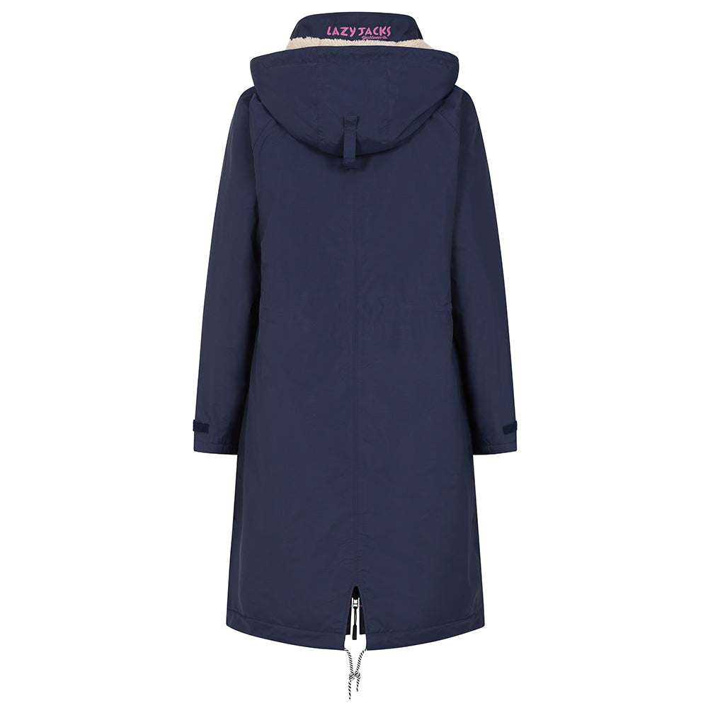 LJ159 - Ladies Long Snug Lined Coat - Marine