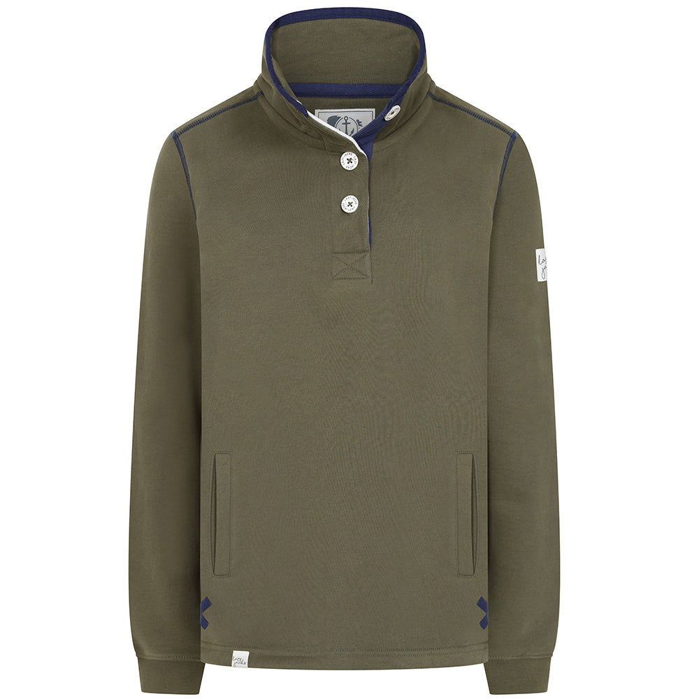 LJ5 - Ladies' Button Neck Sweatshirt - Khaki