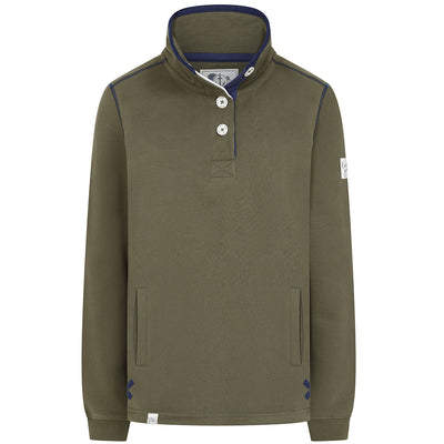 LJ5 - Ladies' Button Neck Sweatshirt - Khaki