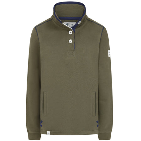 LJ5 - Ladies' Button Neck Sweatshirt - Khaki