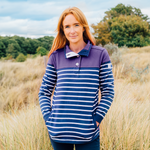 Striped Button Neck Sweatshirt