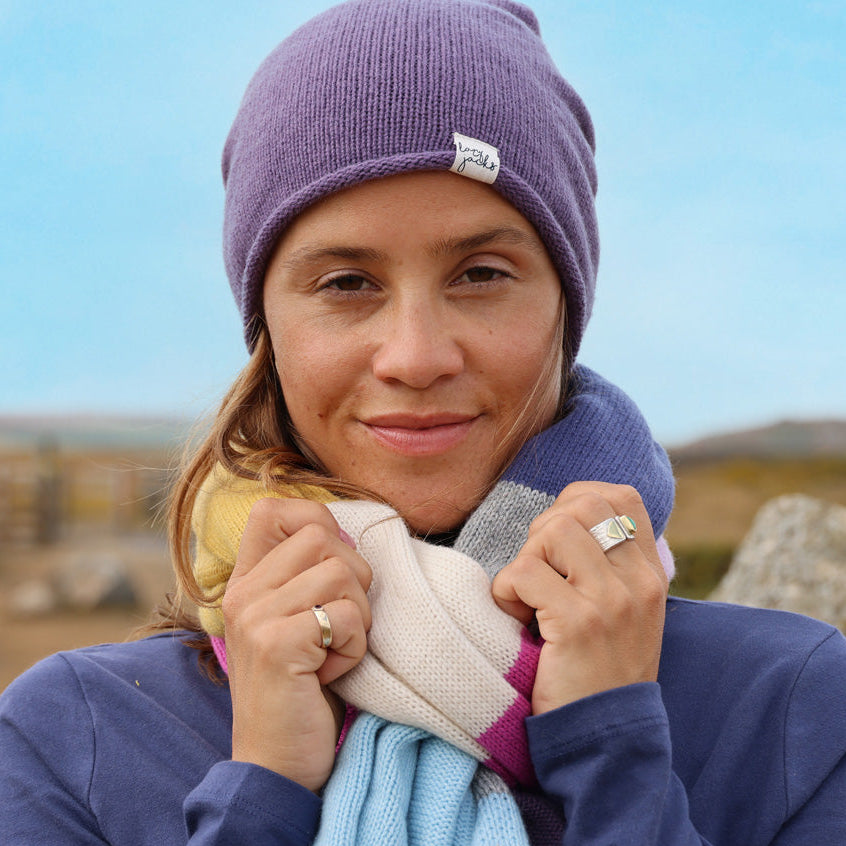 LJ73 - Knitted Hat - Mauve