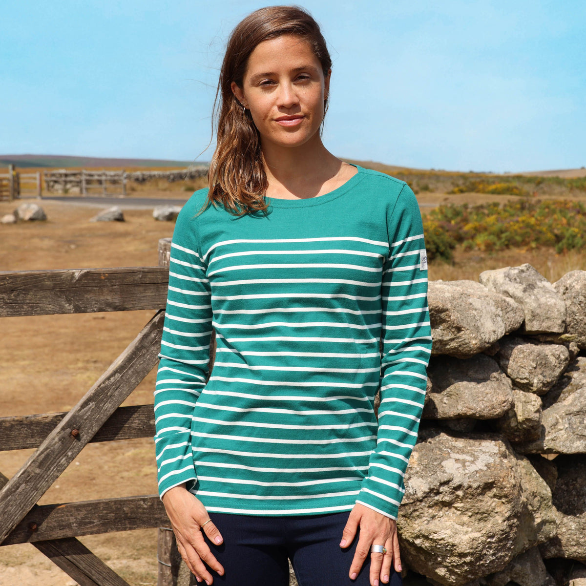 LJ97 - Long Sleeve Striped Breton - Sea Green