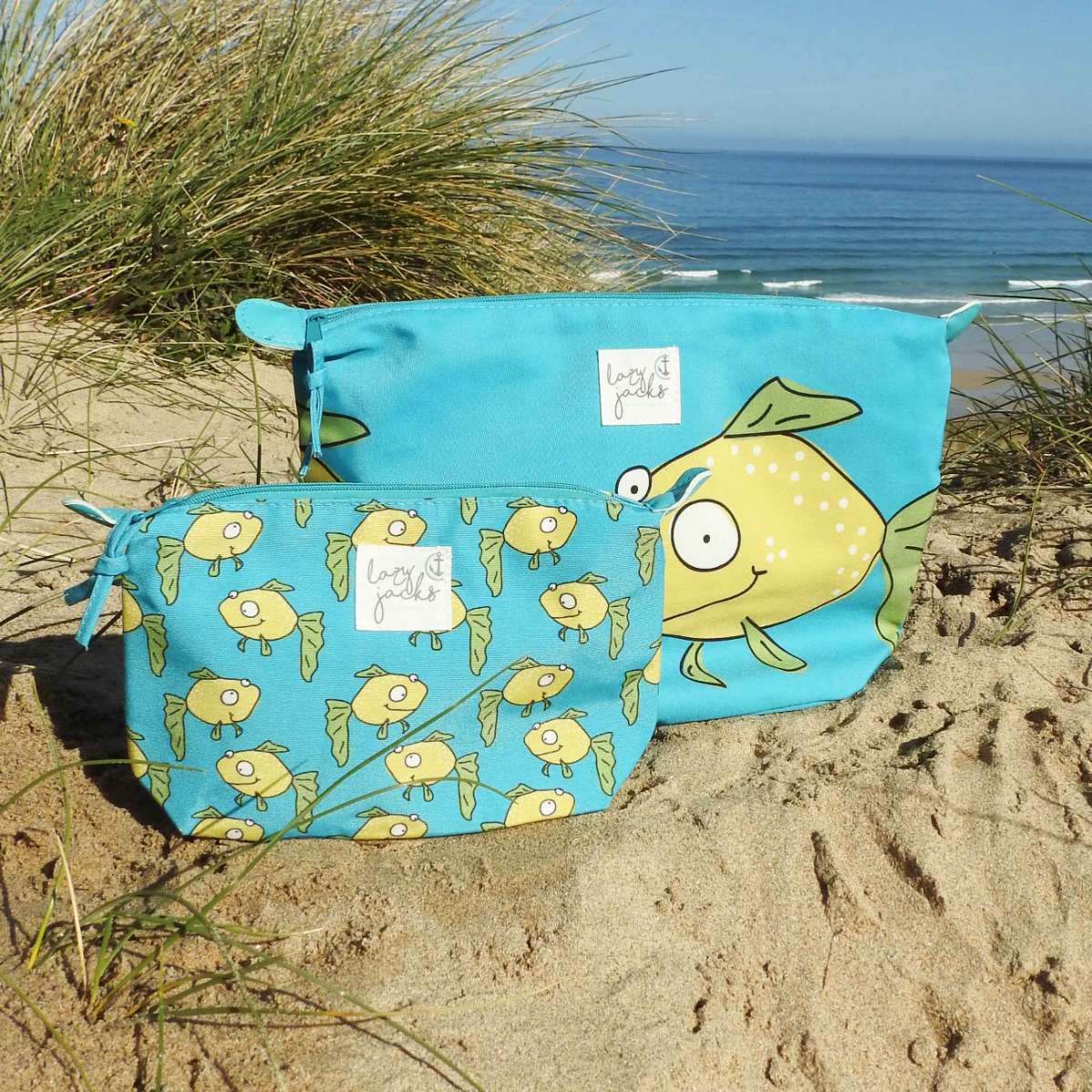 Cosmetic and Wash Bag Pair - Fish