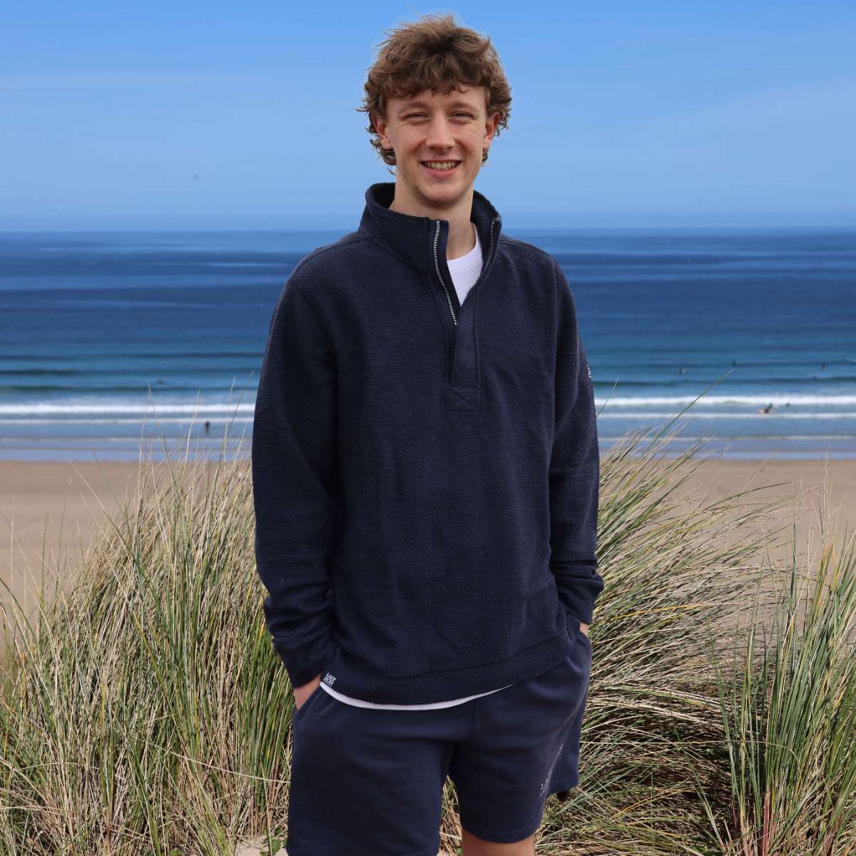 LJ700 - Mens Pique 1/4 Zip Sweatshirt - Marine