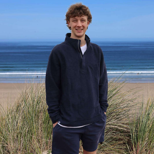 LJ700 - Mens Pique 1/4 Zip Sweatshirt - Marine