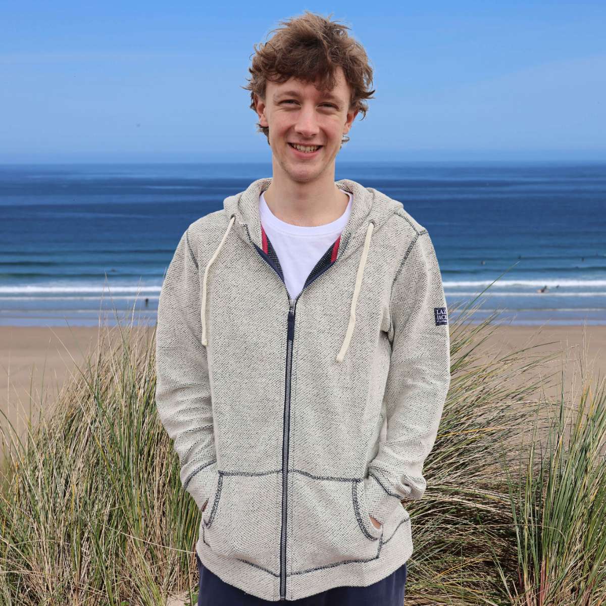 LJ704 - Men's Textured Full Zip Hoodie - Grey Marl