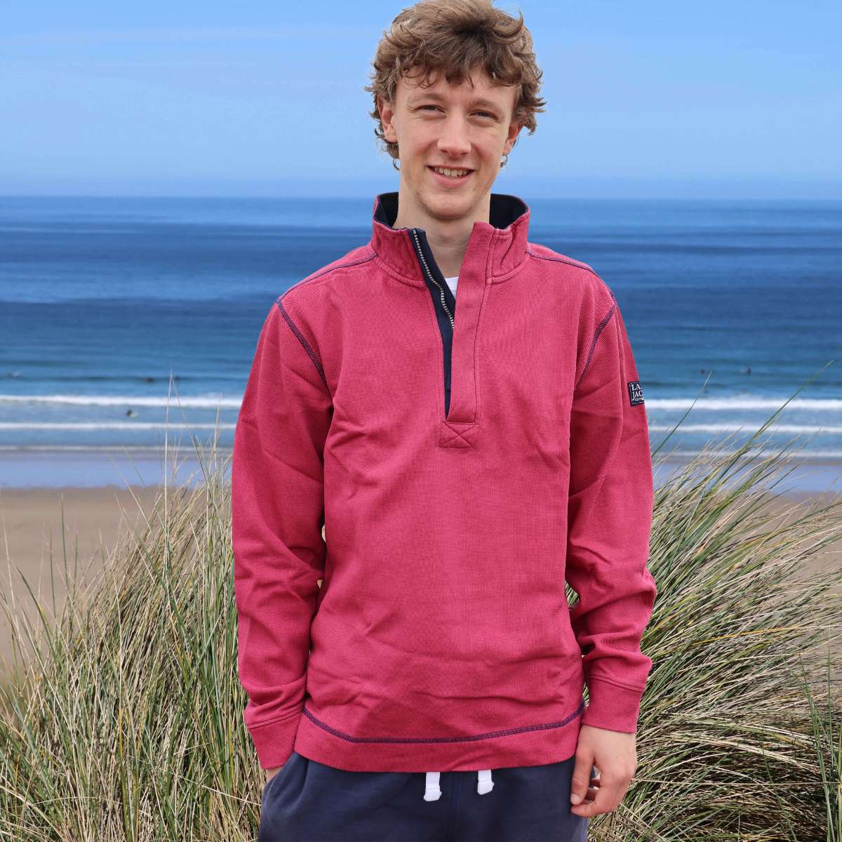 LJ700 - Mens Pique 1/4 zip Sweatshirt - Rouge