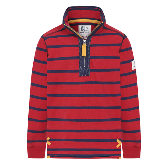 LJ39C - Striped 1/4 Zip Sweatshirt - Red