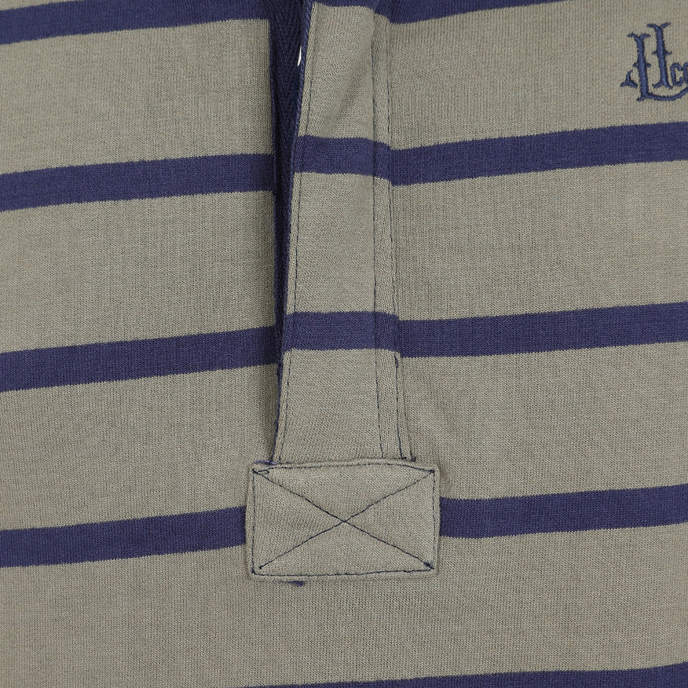 LJ39 - 1/4 Zip Striped Sweatshirt - Khaki