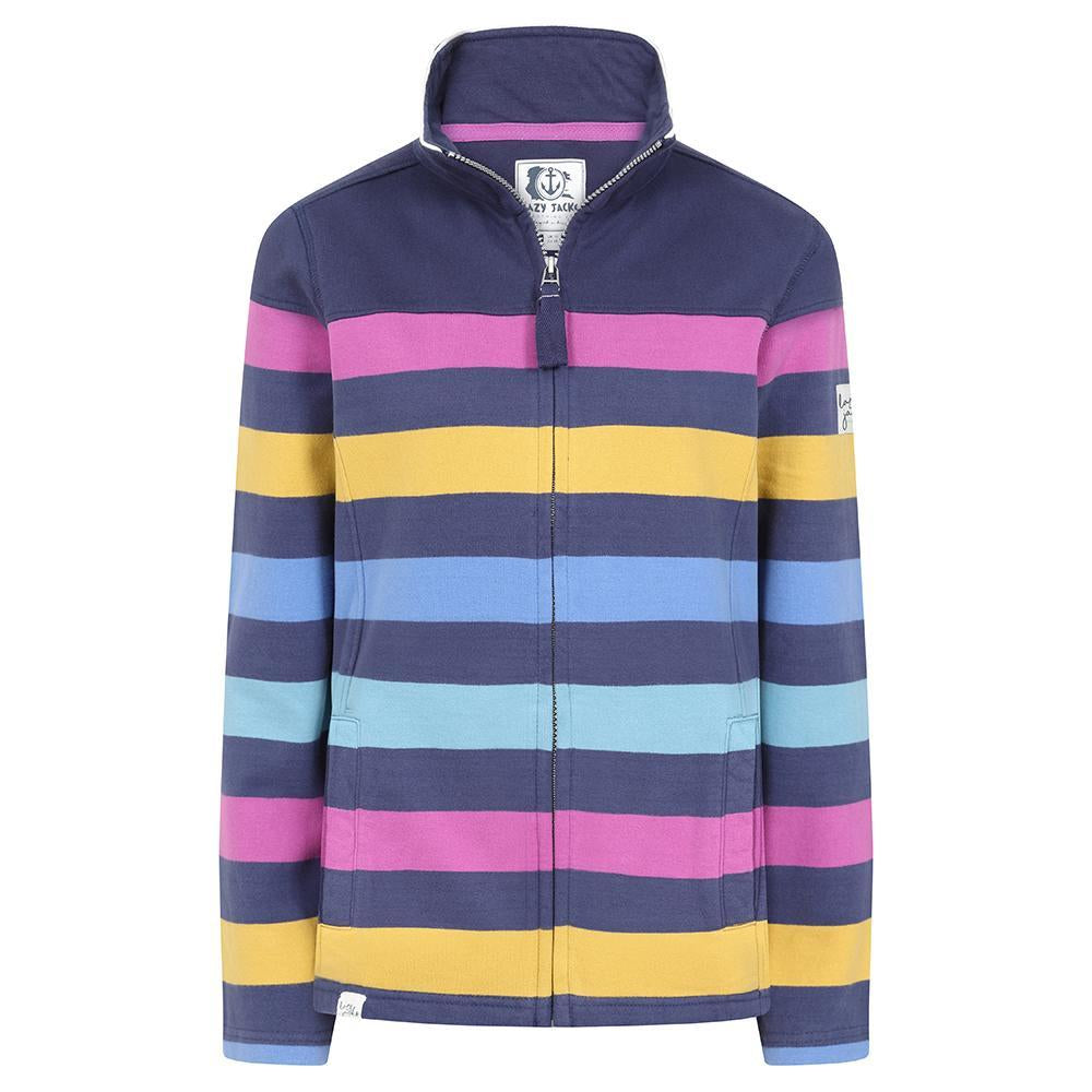 Full Zip Striped Sweatshirt