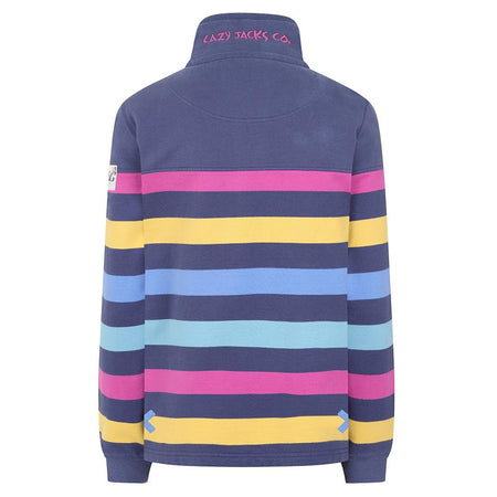 LJ6 - Striped Button Neck Sweatshirt - Multi