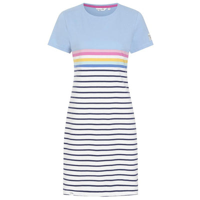 LJ115 - Striped T-Shirt Dress - Sky