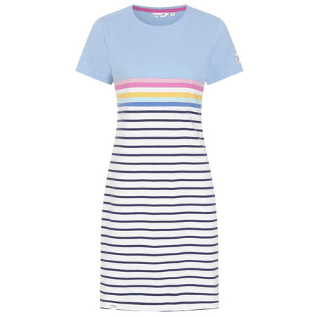 LJ115 - Striped T-Shirt Dress - Sky