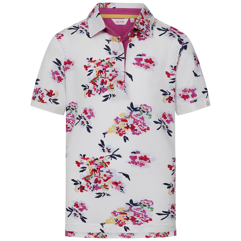 LJ12CE - Girls Polo Shirt - Wildflower White